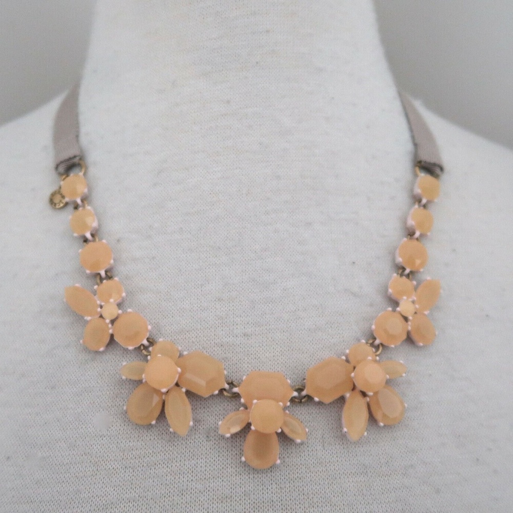 J. Crew Light Pink Ribbon Crystal Tie Necklace